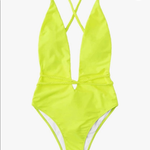 Bathing suit - one piece neon yellow - Picture 3 of 4